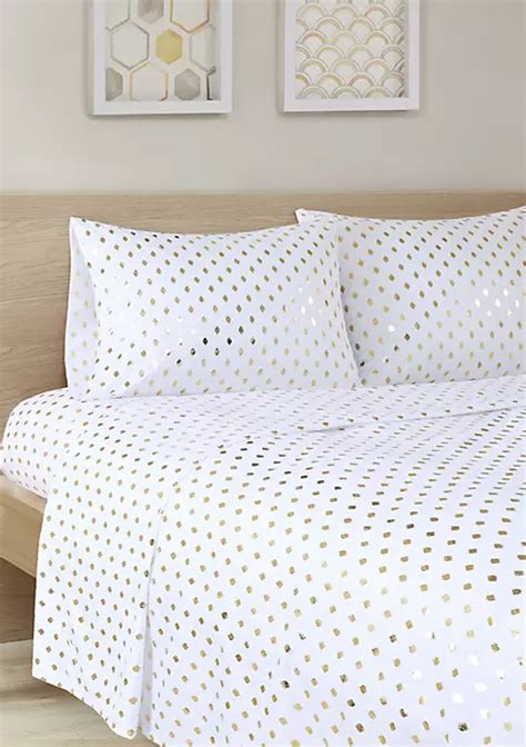 intelligent design metallic dot printed sheet set|Intelligent Design Microfiber Cozy Bed Sheet Set, Modern All .